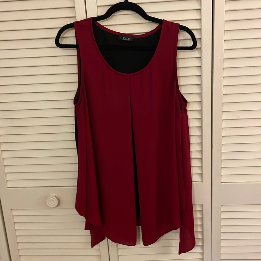 Crimson Red and Black Sleeveless shirt